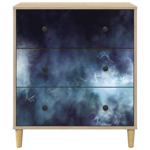 Kommode RAALTE Blaue Marmorierung 66 x 36,5 x 75 cm Sonoma