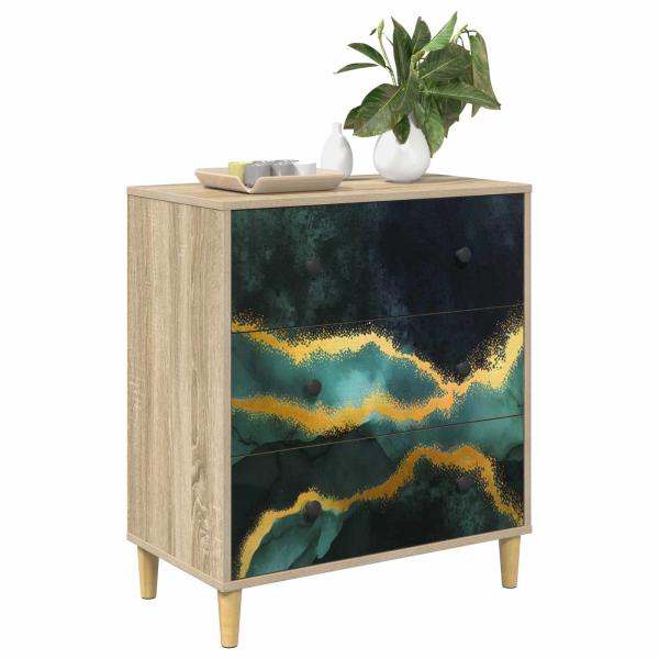 Kommode WIJHE Türkis marmorierte Optik 66 x 36,5 x 75 cm Sonoma