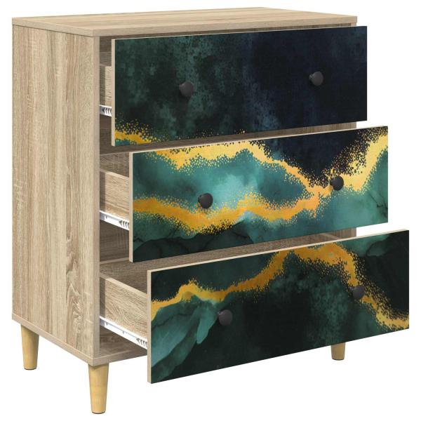 Kommode WIJHE Türkis marmorierte Optik 66 x 36,5 x 75 cm Sonoma