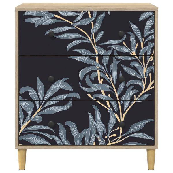 Kommode DOKKUM Blaues Farnmuster 66 x 36,5 x 75 cm Sonoma
