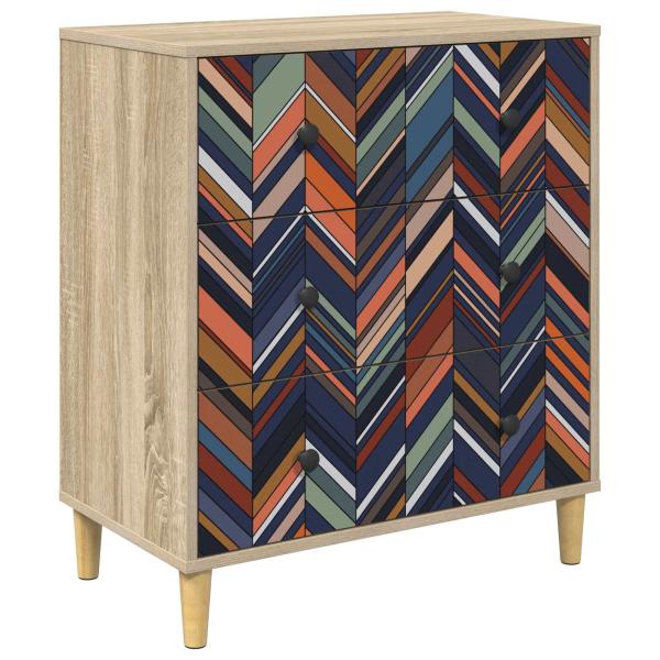 Kommode OMMEN Geometrischer Druck 66 x 36,5 x 75 cm Sonoma