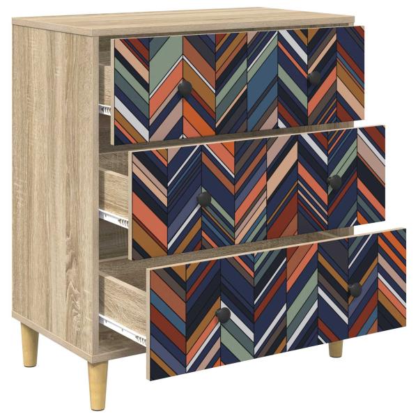 Kommode OMMEN Geometrischer Druck 66 x 36,5 x 75 cm Sonoma