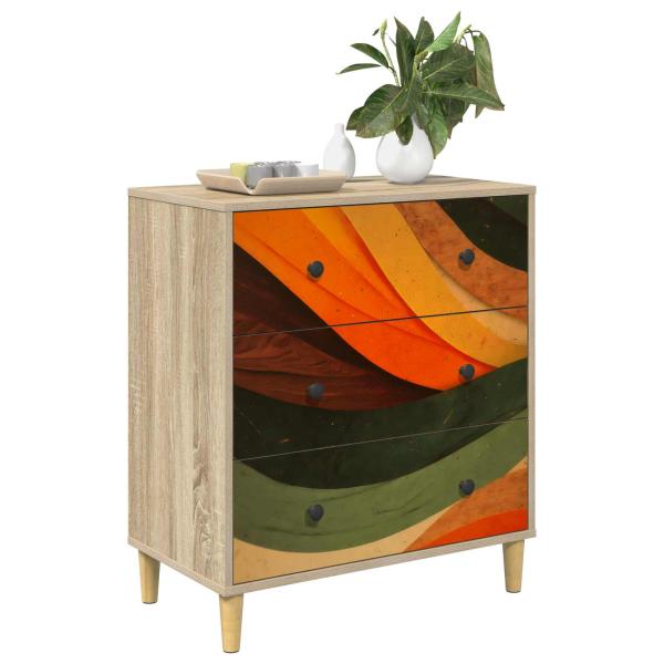 Kommode BONN Retro-Wellenmuster 66 x 36,5 x 75 cm Holzwerkstoff