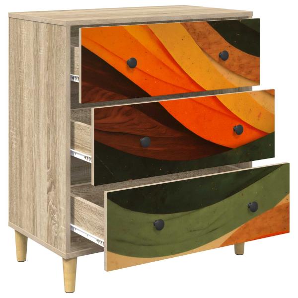 Kommode BONN Retro-Wellenmuster 66 x 36,5 x 75 cm Holzwerkstoff