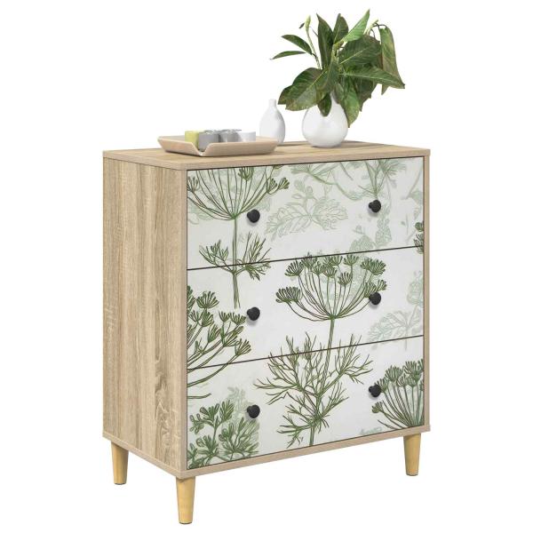 Kommode GOTHA Grüner Baumdruck 66 x 36,5 x 75 cm Holzwerkstoff