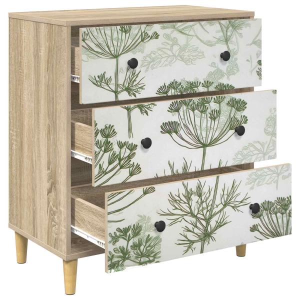 Kommode GOTHA Grüner Baumdruck 66 x 36,5 x 75 cm Holzwerkstoff