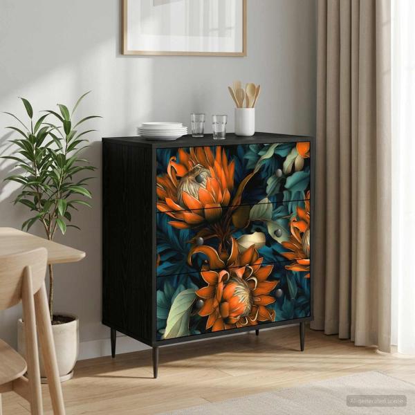 ARDEBO.de - Kommode LOCHEM Orangenmuster 66 x 36,5 x 76 cm Holzwerkstoff