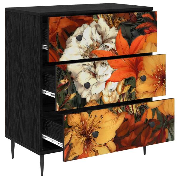 Kommode GENNEP Lilienmuster 66 x 36,5 x 76 cm Holzwerkstoff