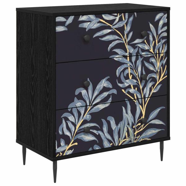 Kommode DOKKUM Blaues Farnmuster 66 x 36,5 x 76 cm