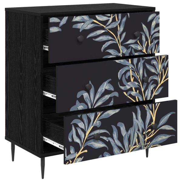 Kommode DOKKUM Blaues Farnmuster 66 x 36,5 x 76 cm