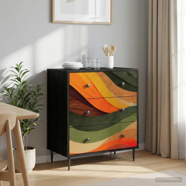 ARDEBO.de - Kommode BONN Retro-Wellenmuster 66 x 36,5 x 76 cm Holzwerkstoff