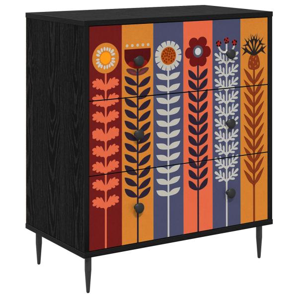 Kommode ESSEN Sonnenblumenmuster 66 x 36,5 x 76 cm