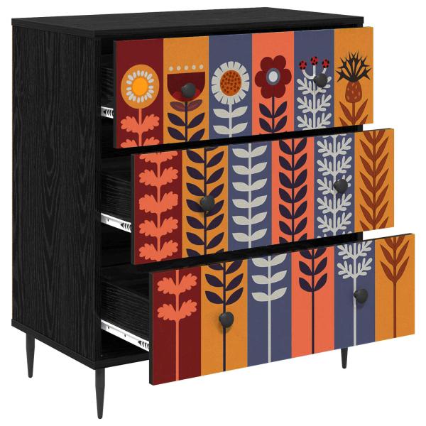 Kommode ESSEN Sonnenblumenmuster 66 x 36,5 x 76 cm