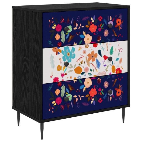 Kommode MAINZ Blumenmuster 66 x 36,5 x 76 cm Holzwerkstoff