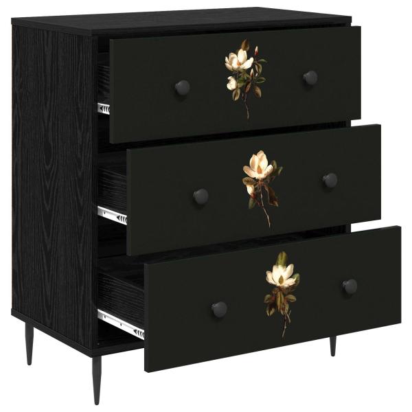 Kommode BREMEN Magnolienmuster 66 x 36,5 x 76 cm Holzwerkstoff