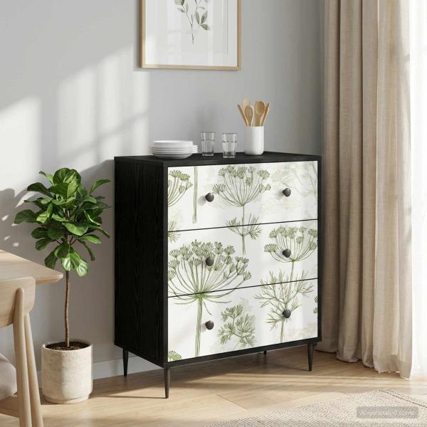 ARDEBO.de - Kommode GOTHA Grüner Baumdruck 66 x 36,5 x 76 cm Holzwerkstoff