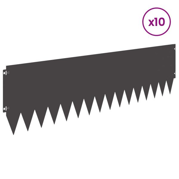 Rasenkante 10 stk. 103 x 30 cm Stahl Schwarz