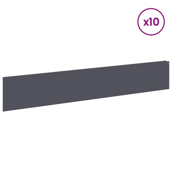 Rasenkante 10 stk. 100 x 18 cm Stahl Anthrazit