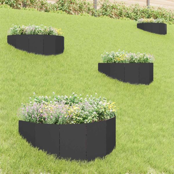 ARDEBO.de - Raseneinfassung 4 stk. 100 x 45 cm Stahl Schwarz