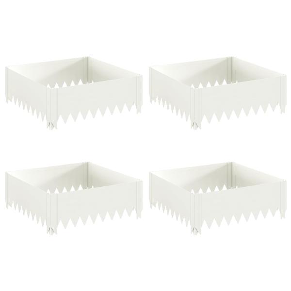 Raseneinfassung 4 stk. 60 x 60 x 20 cm Stahl Weiß