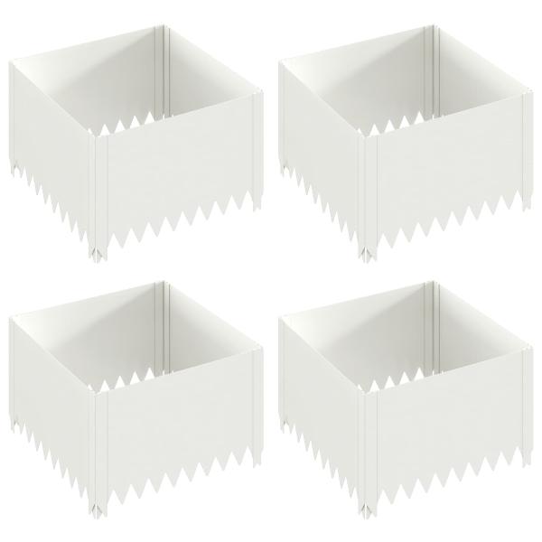 Raseneinfassung 4 stk. 60 x 60 x 35 cm Stahl Weiß