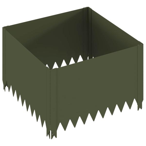 Raseneinfassung 4 stk. 60 x 60 x 35 cm Stahl Olivgrün