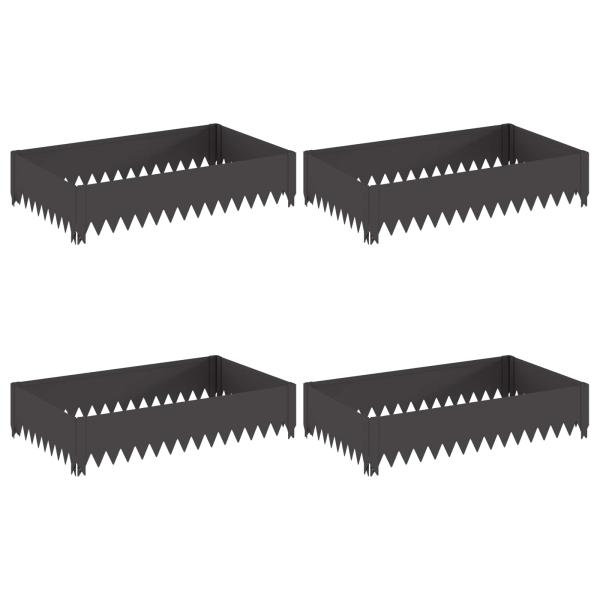 Raseneinfassung 4 stk. 100 x 60 x 20 cm Stahl Schwarz