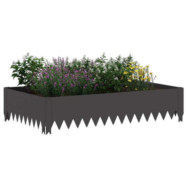 Raseneinfassung 4 stk. 100 x 60 x 20 cm Stahl Schwarz