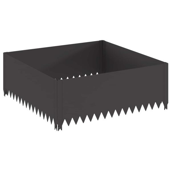 Raseneinfassung 4 stk. 100 x 100 x 35 cm Stahl Schwarz