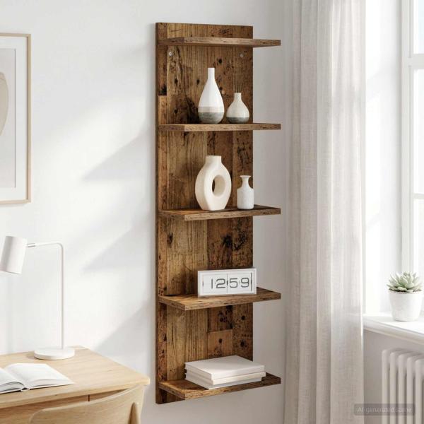 ARDEBO.de - Wandregal Altholz 30 x 15 x 100 cm Holzwerkstoff