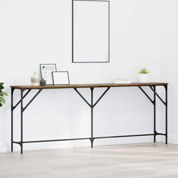 ARDEBO.de - Konsolentisch Altholz 200 x 29 x 75 cm Schichtholz und Metall