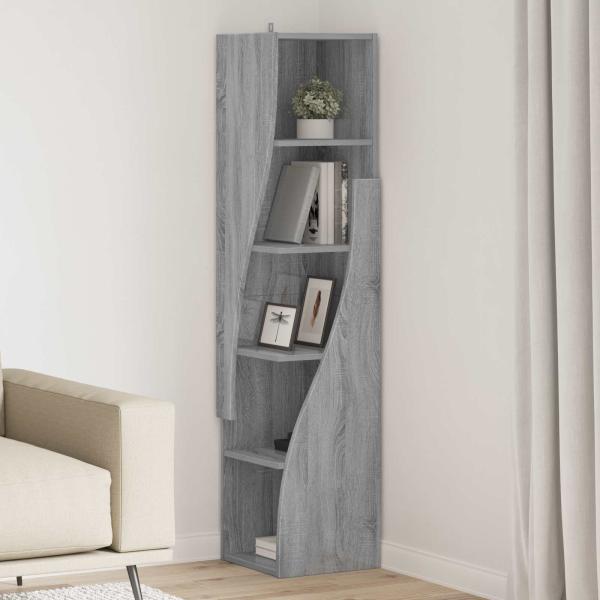 ARDEBO.de - Eckschrank 32x32x140cm Holzwerkstoff Sonoma-Grau