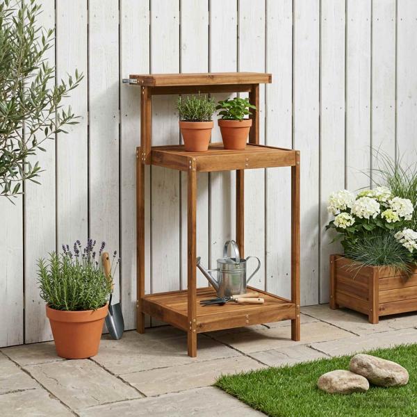 ARDEBO.de - Outdoor Umtopfbank 56,5 x 48,5 x 107 cm Massivholz Akazie Natur