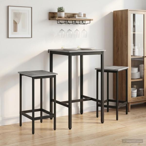 ARDEBO.de - Barhocker 2 stk. Sonoma-Grau 40 x 32 x 74 cm Holzwerkstoff