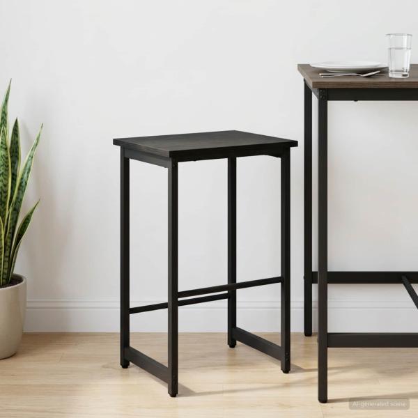 ARDEBO.de - Barhocker Schwarz Eichen-Optik 40 x 32 x 74 cm Holzwerkstoff