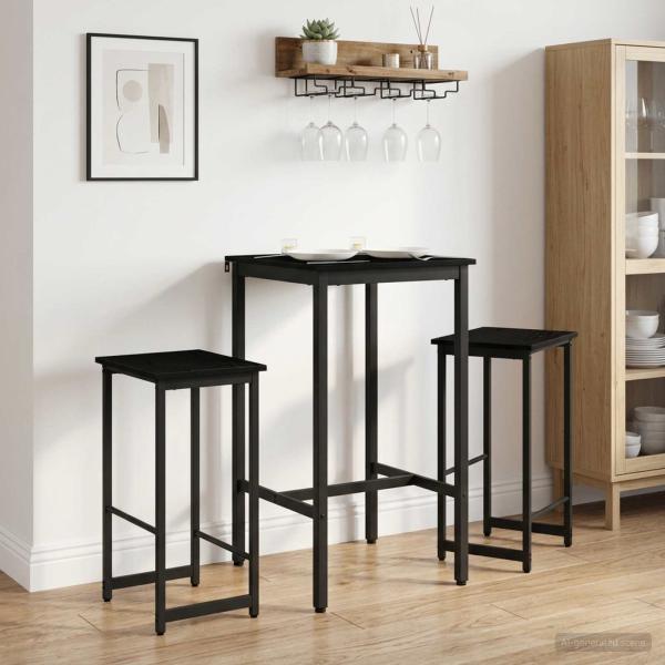 ARDEBO.de - Barhocker 2 Stk. Schwarz Eichen-Optik 40 x 32 x 74 cm