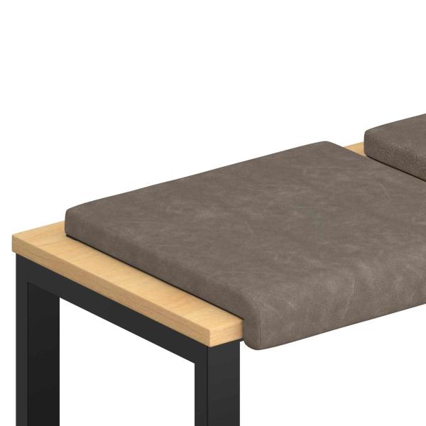 Bankkissen 2 stk. Kunstleder Grau Tiefe 35 cm