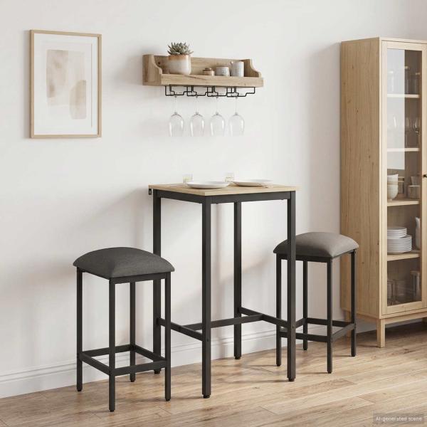 ARDEBO.de - Barhocker 2 stk. Hellgrau 40 x 32 x 64 cm Holzwerkstoff