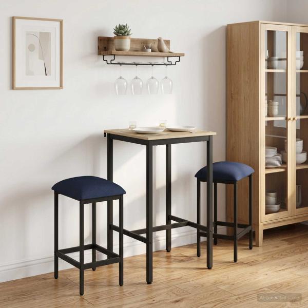 ARDEBO.de - Barhocker 2 stk. Blau 40 x 32 x 64 cm Holzwerkstoff
