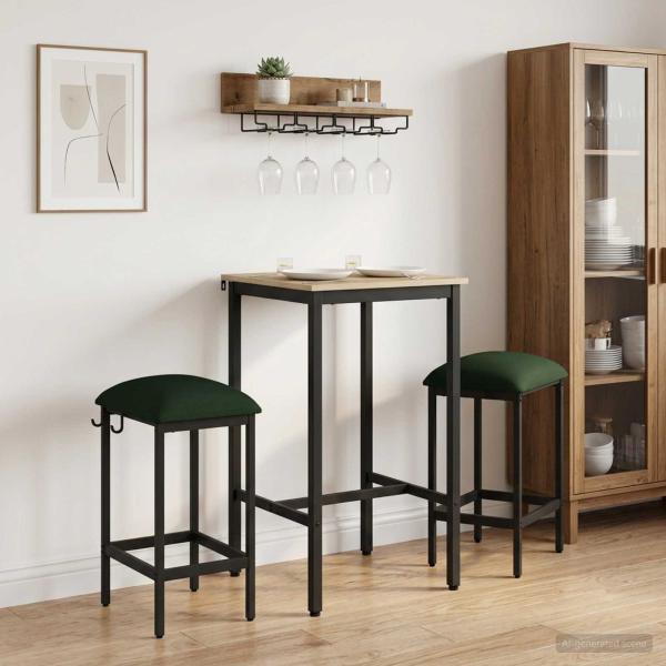 ARDEBO.de - Barhocker 2 Stk. Dunkelgrün 40 x 32 x 64 cm Holzwerkstoff