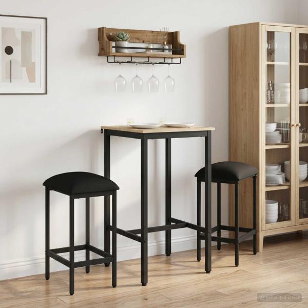 ARDEBO.de - Barhocker 2 Stk. Schwarz 40 x 32 x 74 cm Holzwerkstoff