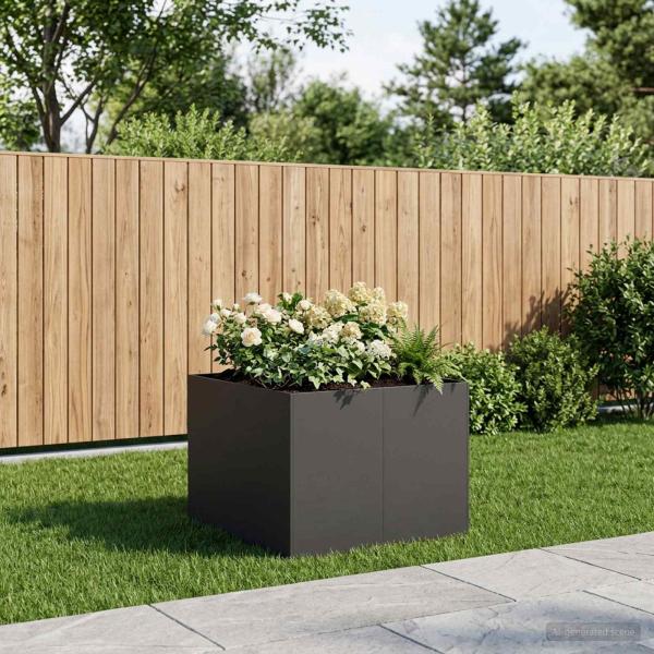 ARDEBO.de - Garten-Pflanzgefäß Schwarz 80 x 80 x 60 cm Kaltgewalzter Stahl