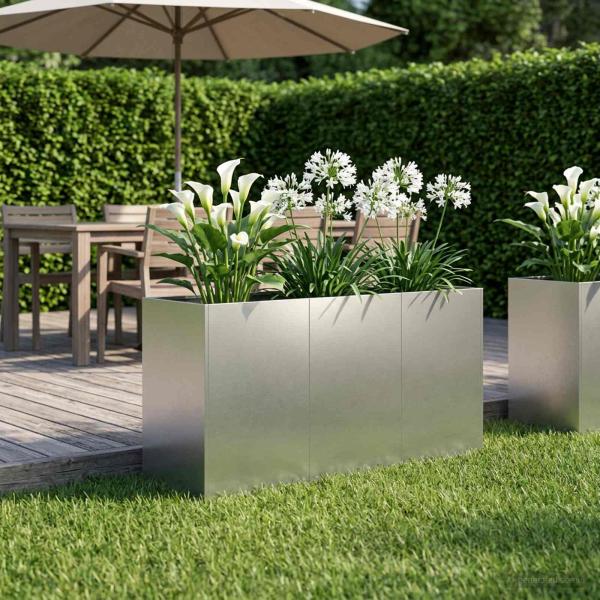 ARDEBO.de - Garten-Pflanzgefäß Silber 120 x 40 x 60 cm Edelstahl