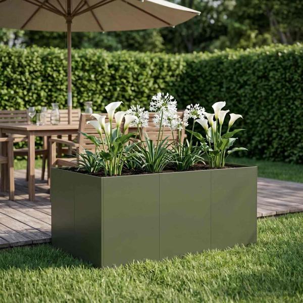 ARDEBO.de - Garten-Pflanzgefäß Olivgrün 120 x 80 x 60 cm