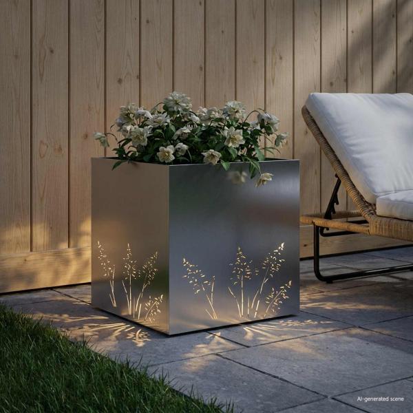 Garten-Pflanzgefäß Silber 50 x 50 x 49 cm Edelstahl