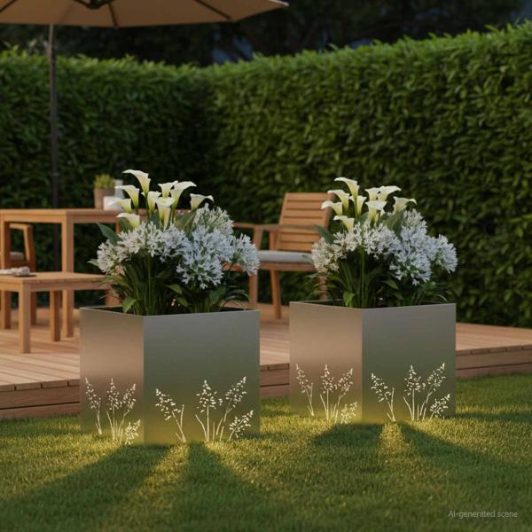 Garten-Pflanzgefäß 2 Stk. Silber 50 x 50 x 49 cm Edelstahl