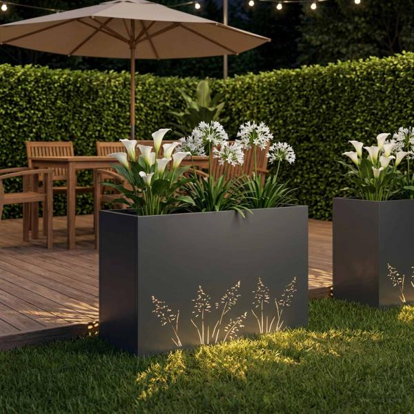 Garten-Pflanzgefäß Anthrazit 80 x 20 x 49 cm