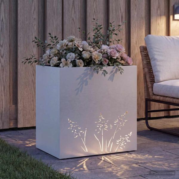 Garten-Pflanzgefäß Weiß 50 x 30 x 49 cm Kaltgewalzter Stahl