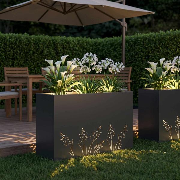 Garten-Pflanzgefäß Schwarz 80 x 30 x 49 cm Kaltgewalzter Stahl