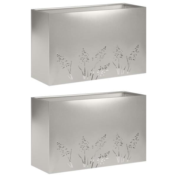 Garten-Pflanzgefäß 2 Stk. Silber 80 x 30 x 49 cm Edelstahl